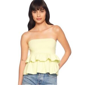 Susana Monaco Tube Ruffle Tiered Top - Pale Lime